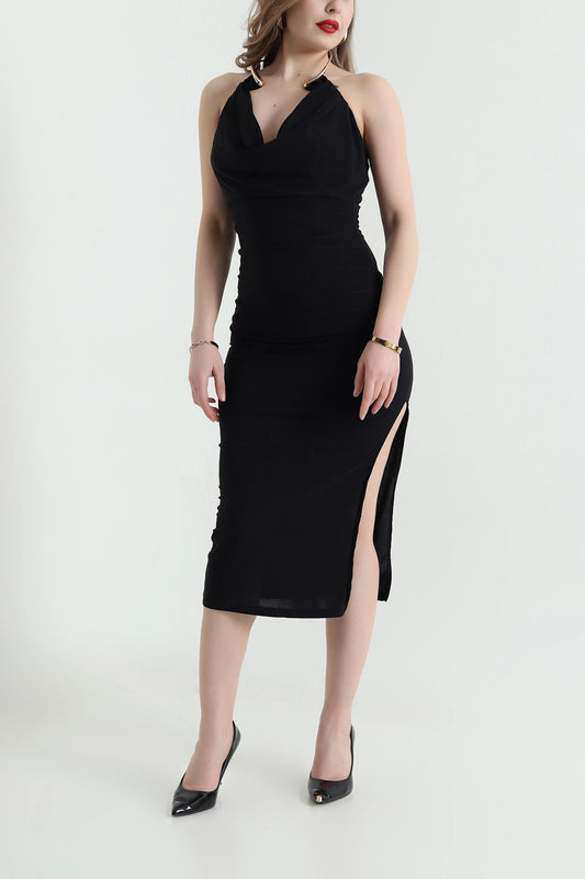 Black Ring Design Sandy Women's Dress