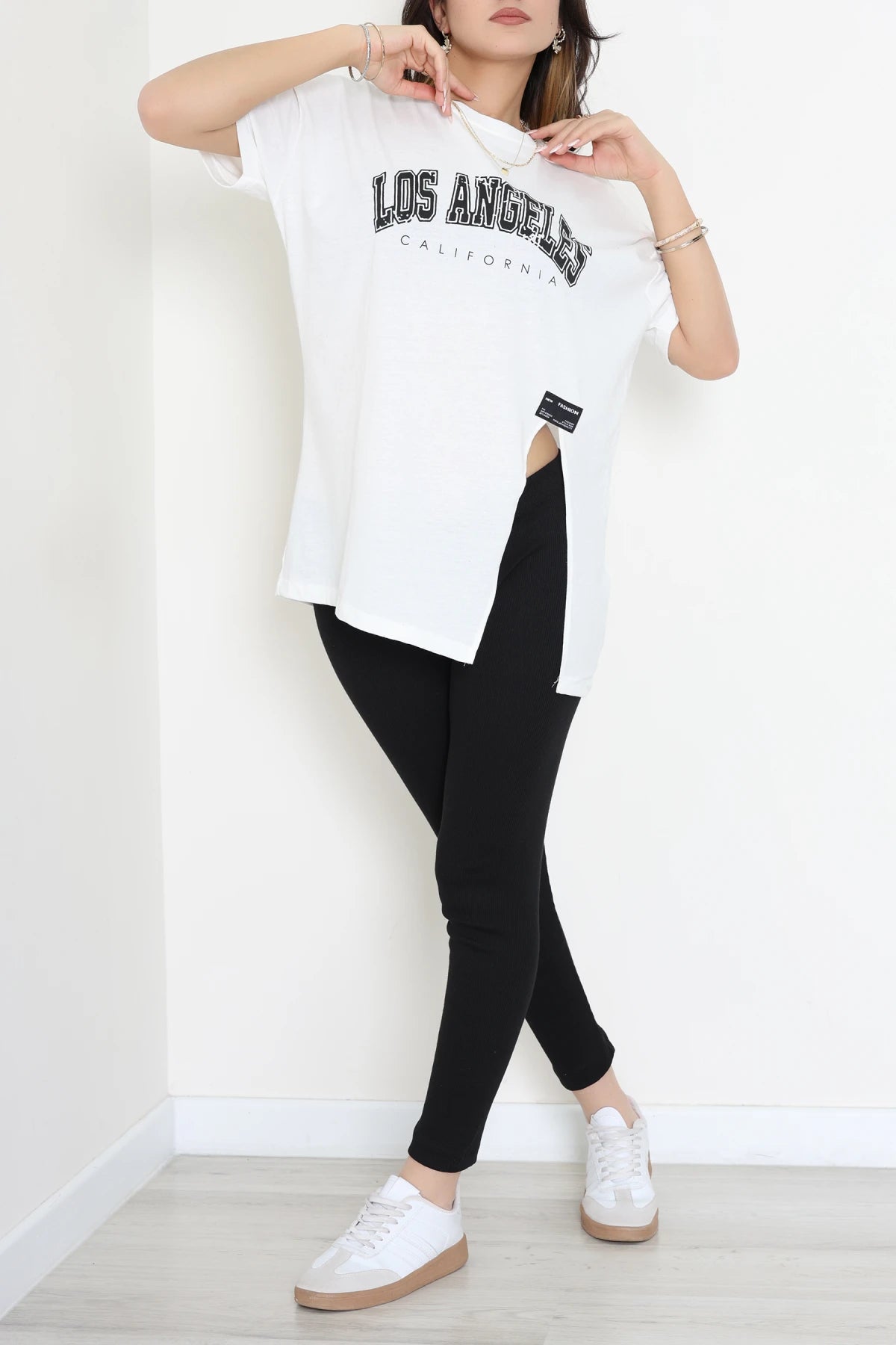 Single Jersey Fabric T-Shirt Camisole Tights Set - Denoss