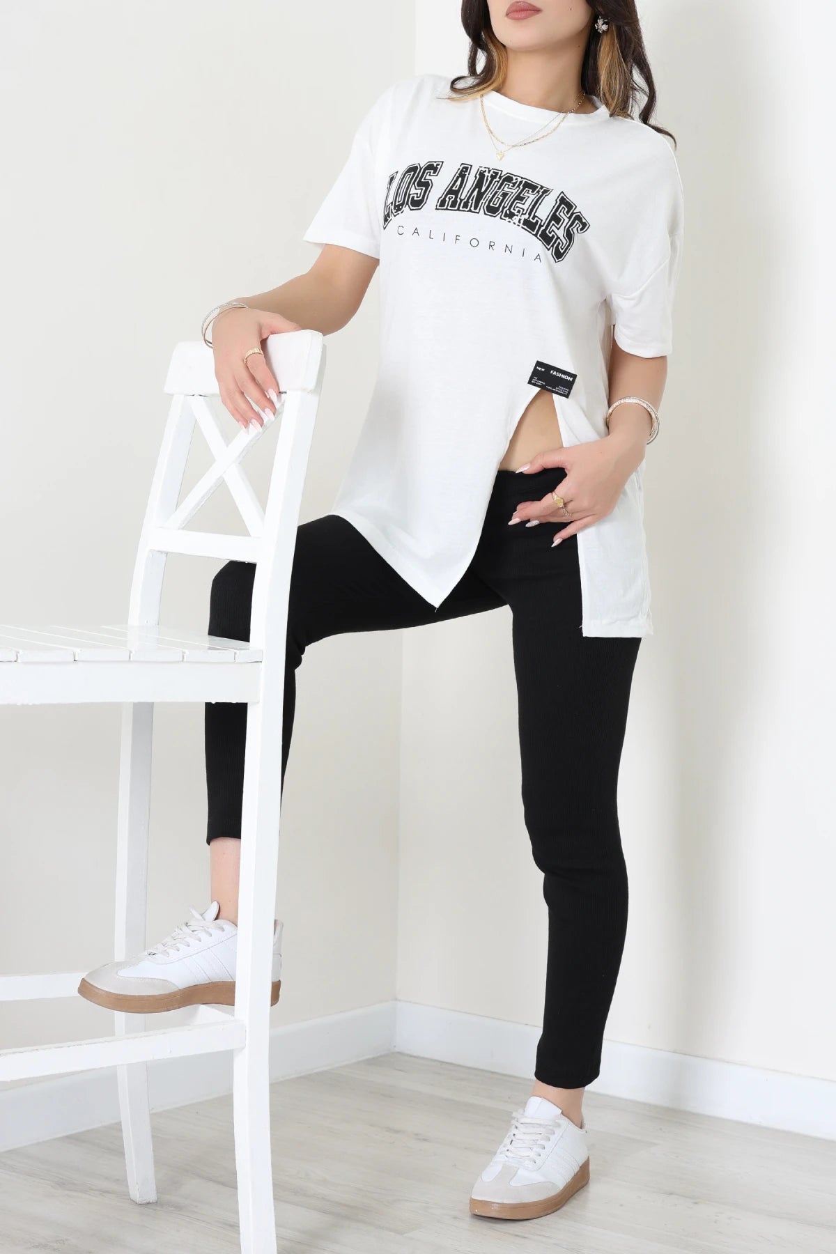 Single Jersey Fabric T-Shirt Camisole Tights Set - Denoss