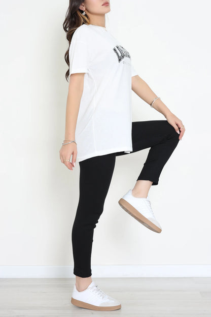 Single Jersey Fabric T-Shirt Camisole Tights Set - Denoss