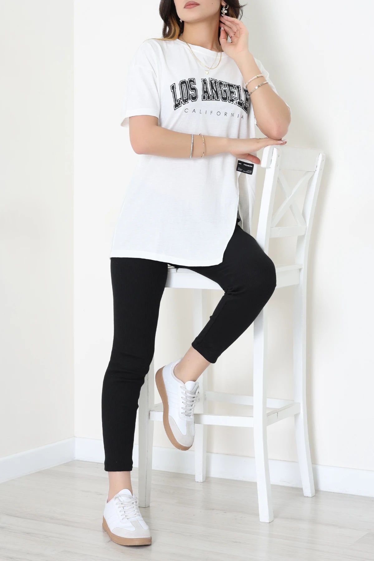 Single Jersey Fabric T-Shirt Camisole Tights Set - Denoss