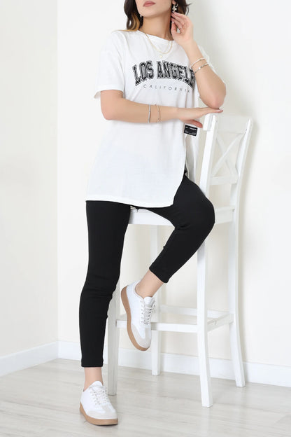 Single Jersey Fabric T-Shirt Camisole Tights Set - Denoss
