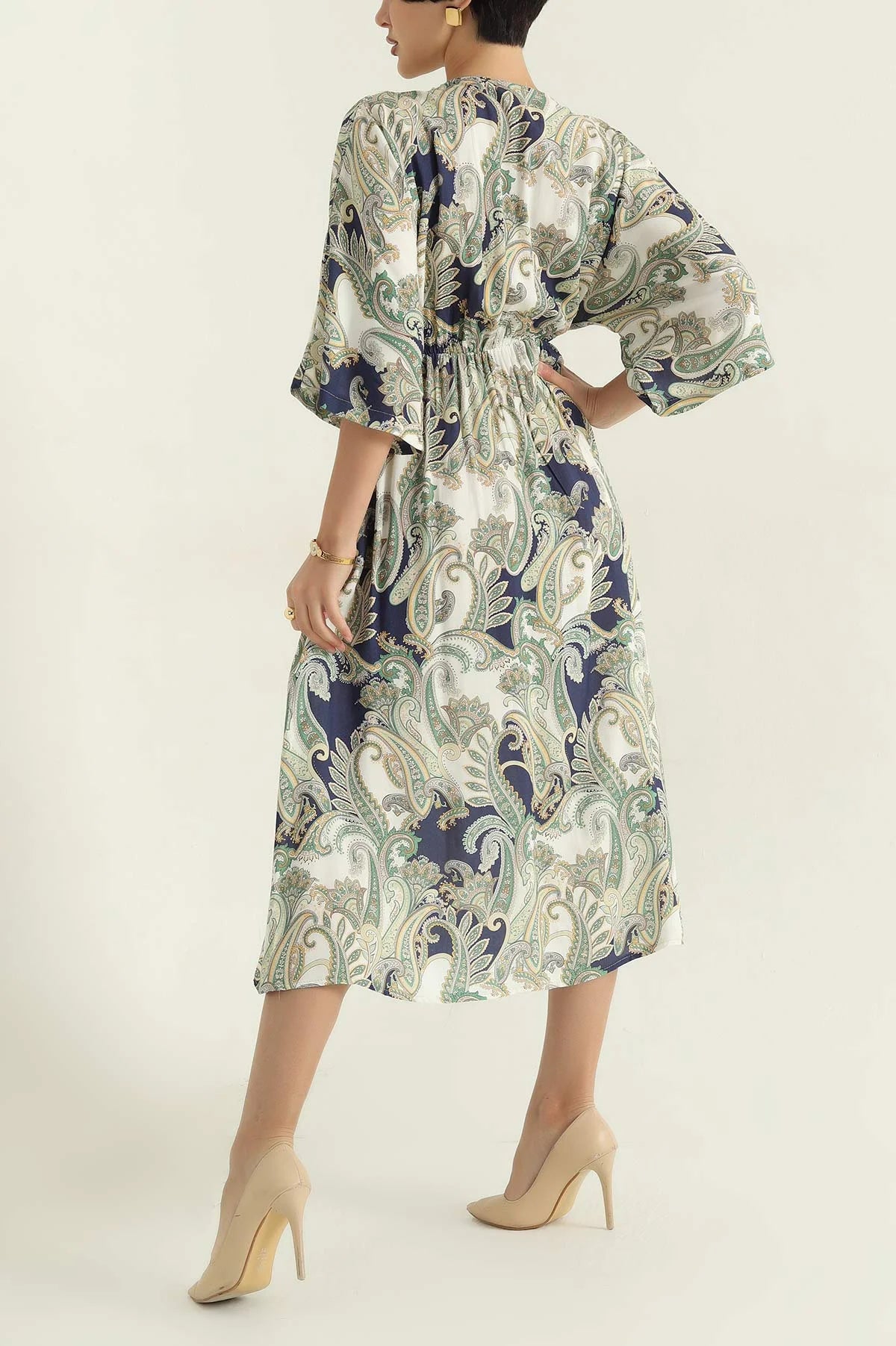 Stone Color Woven Viscose Dress