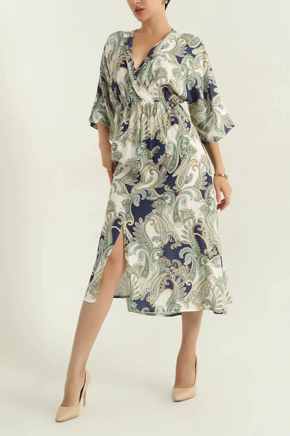 Stone Color Woven Viscose Dress