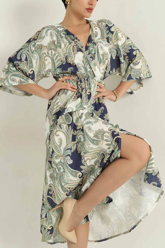 Stone Color Woven Viscose Dress