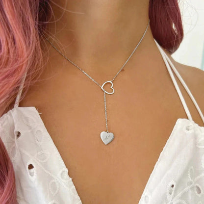 Personalized Love Heart Initial Carved Necklace