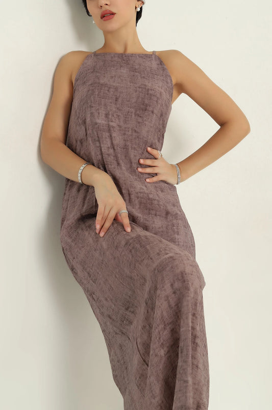 Mink Lined Strappy Woven Dress