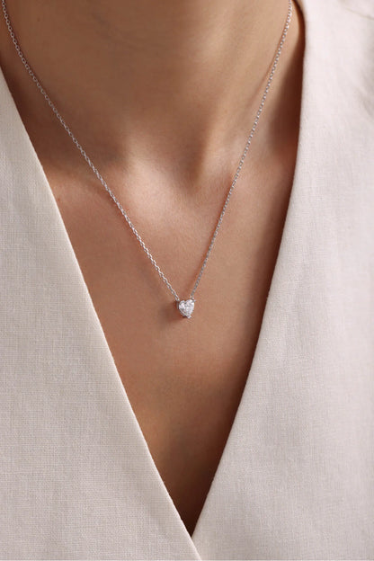 925 Sterling Silver Chain White Zircon Necklace