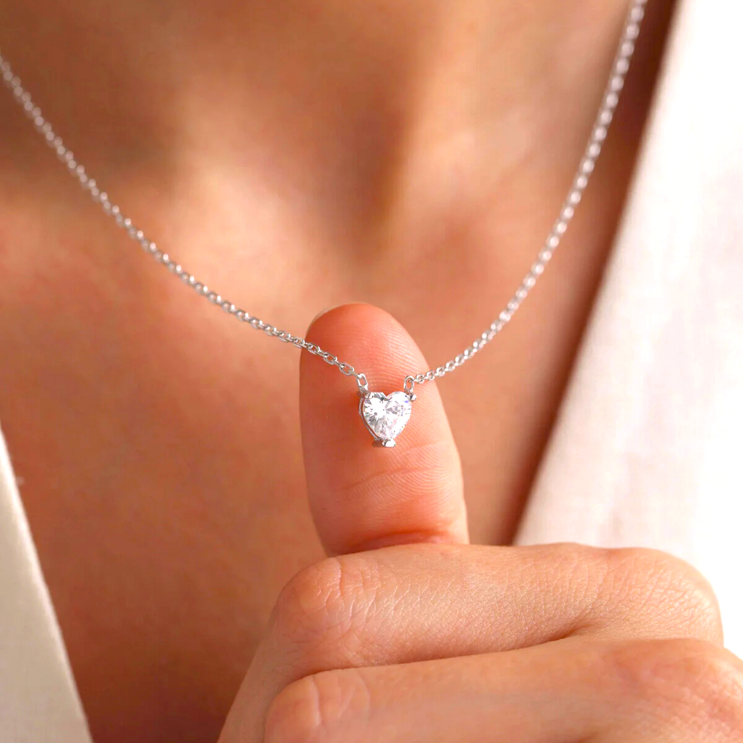 925 Sterling Silver Chain White Zircon Necklace