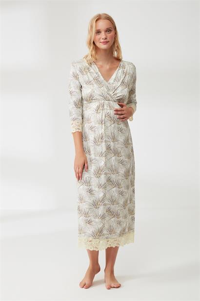 Ecru Soft textured maternity dress - Denoss