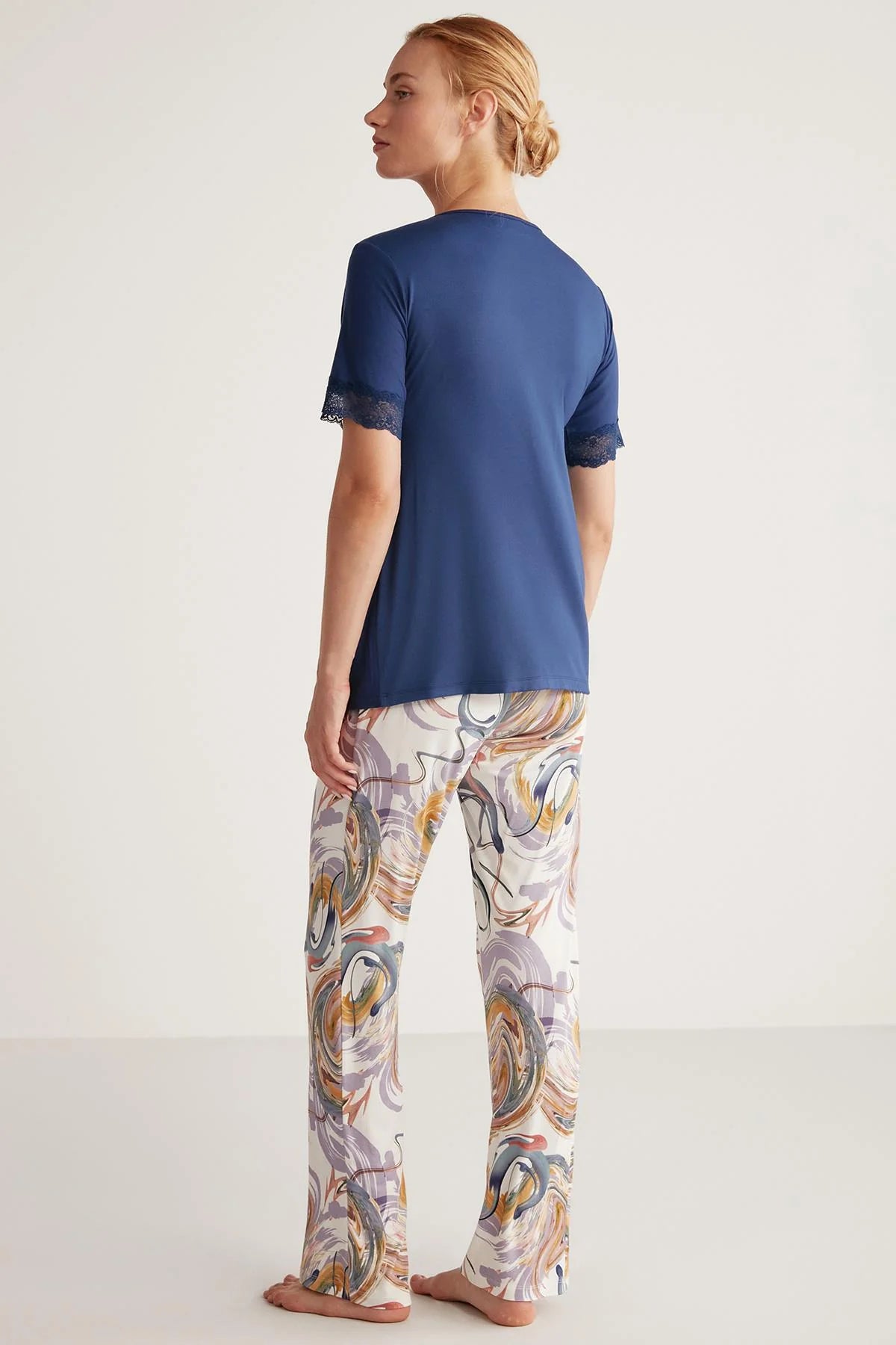 Navy Blue Soft textured maternity pajama set - Denoss