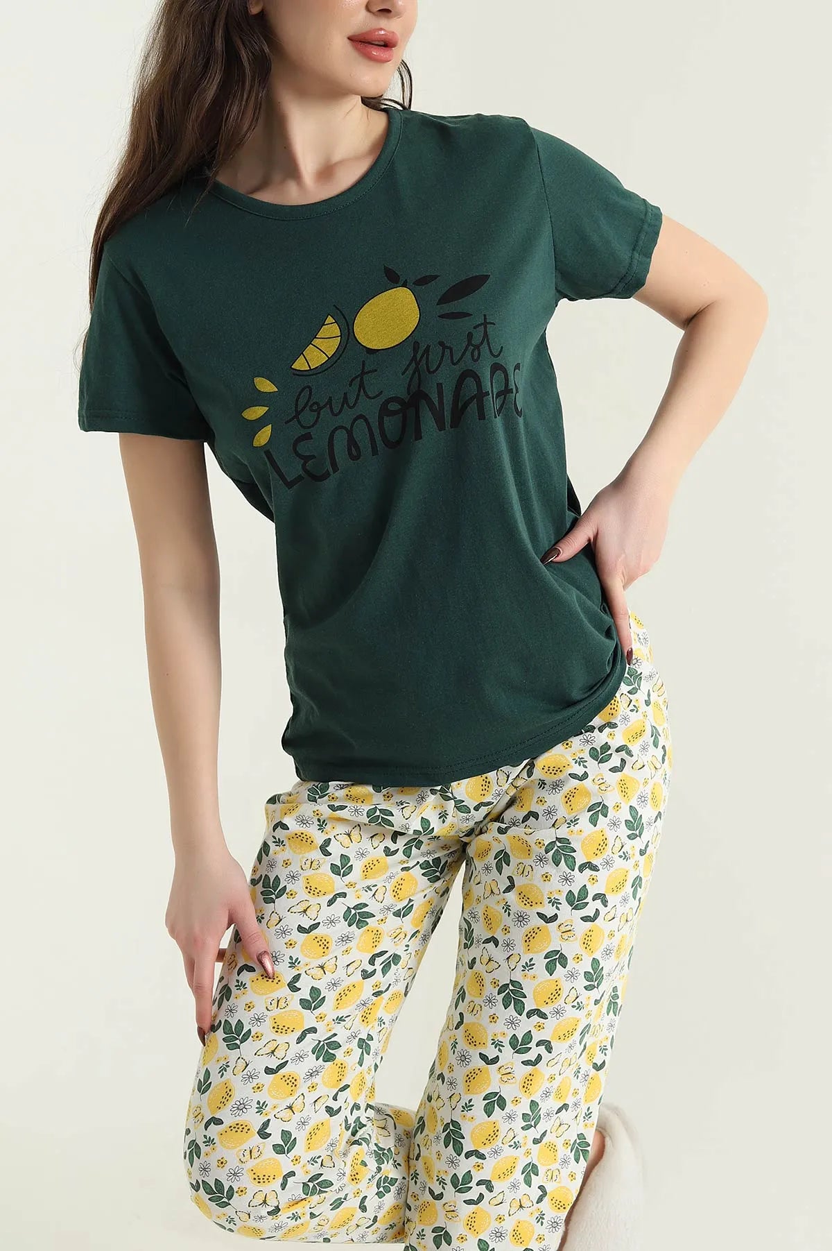 Emerald Short Sleeve Single Jersey Women's Pajama Set - Denoss