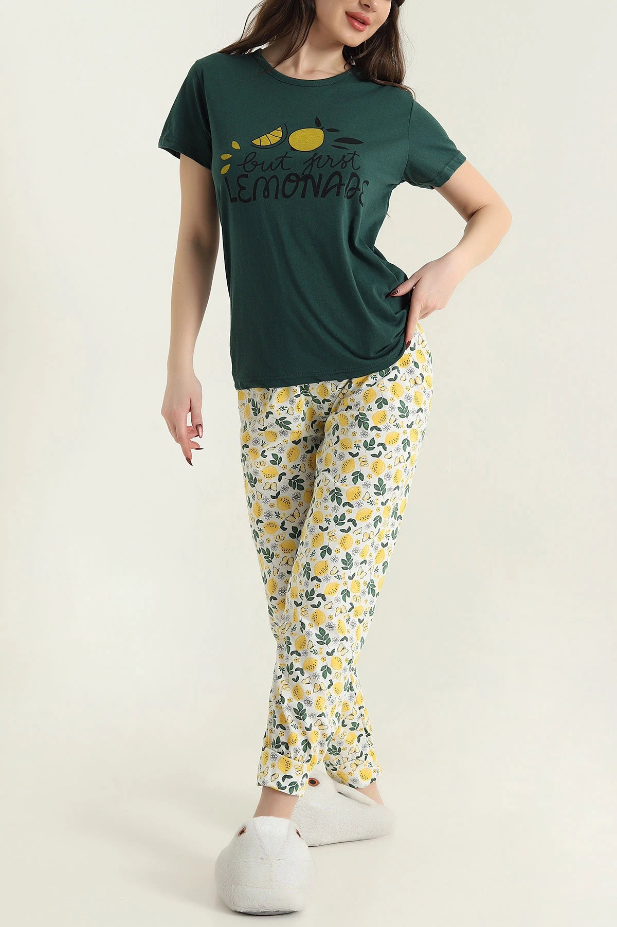 Emerald Short Sleeve Single Jersey Women's Pajama Set - Denoss
